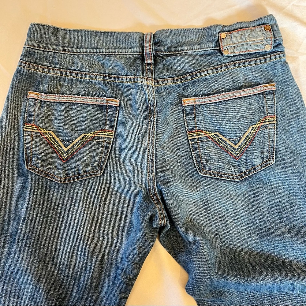 Diesel Rame Y2K Distressed Boot Cut‎ Embroidered Rainbow Denim Jeans Size 30